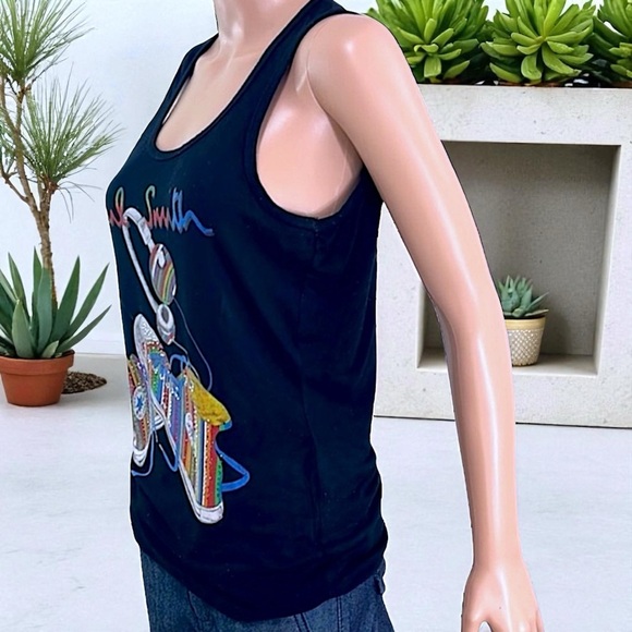 Paul Smith Women’s Black with Signature Stripe Rhinestone Chuck Taylor Tank Top - Picture 7 of 16